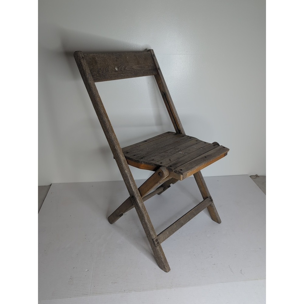 Antique Vintage Slat Wood Folding Chair Snyder Chair Co. USA